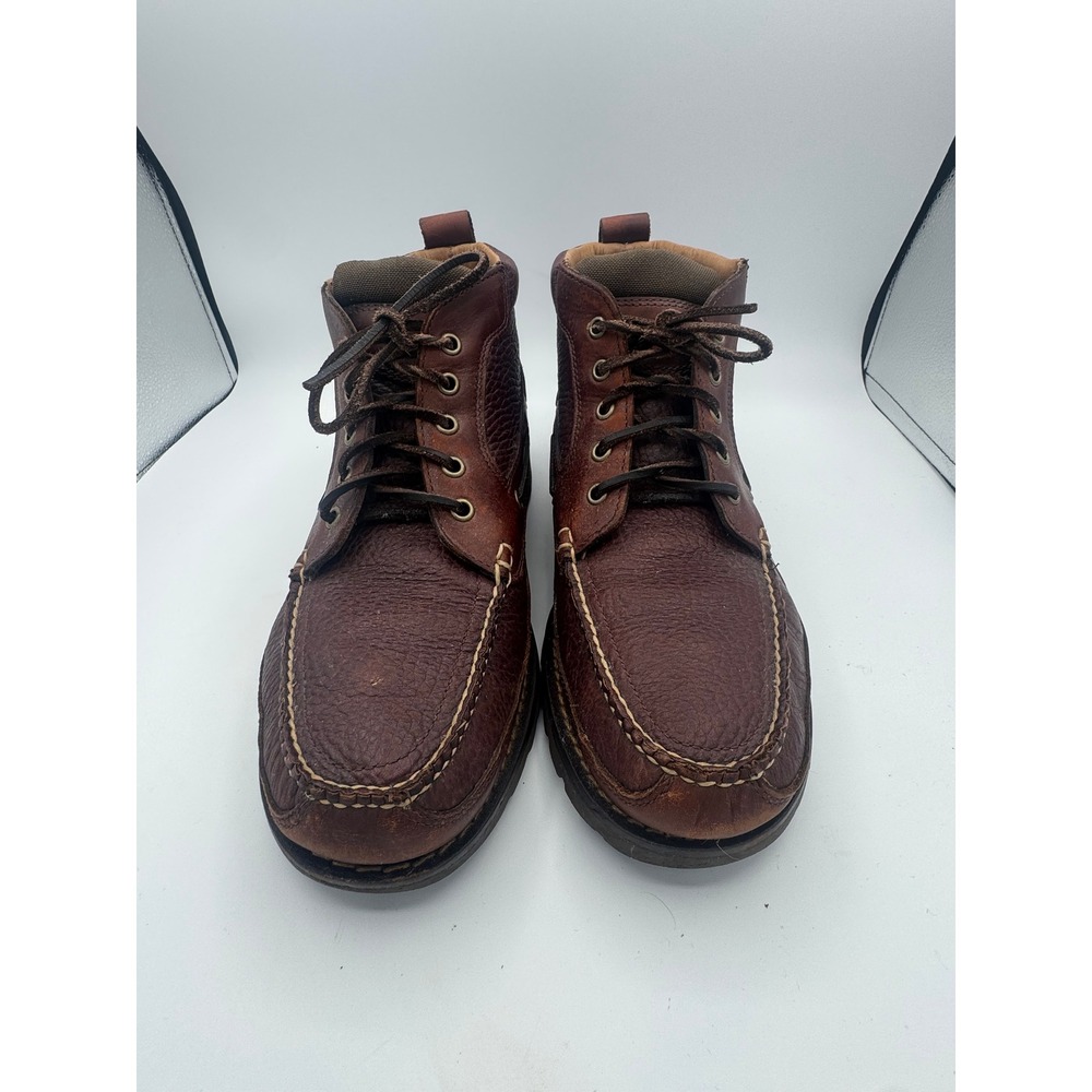 LL Bean Mens Handsewn Ranger Boat Moc Chukka Boots Brown Leather 11 D